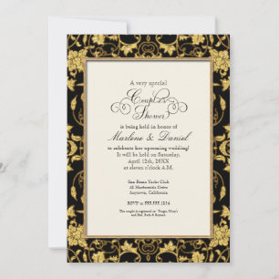 Blommigt Damask Glitter Guld Elegant Par Shower fö Inbjudningar