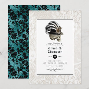 Blommigt Damask och Snöre Gothic Möhippa Inbjudningar