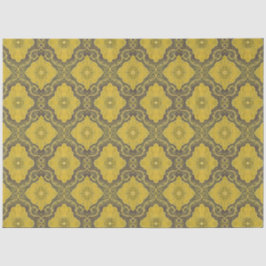 Blommigt Damask Pattern Gula blommor Husk Brown