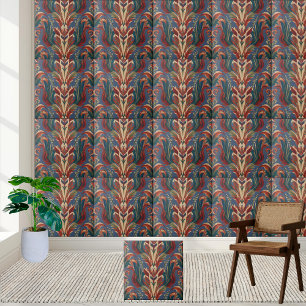 Blommigt Damask Pattern Tile - Skandinaviska Stil Kakelplatta