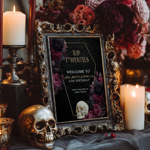 blommigt Damask RIP Tjuty Gothic 30års födelsedag Poster