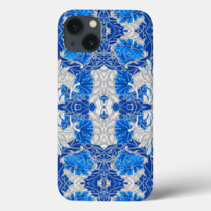 Blommigt Damask, Sapphire Blue och Grått