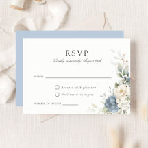 Blommigt dammigt blått grönt bröllop RSVP-kort