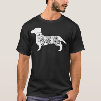 Blommigt Daschund Hund Blommigt Hund för Kvinnor D T Shirt