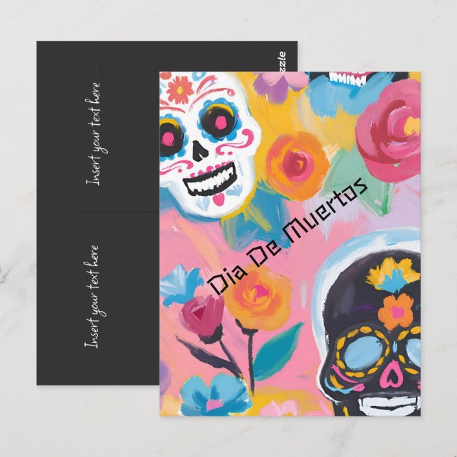 Blommigt Day of the dead Delight Vykort (Fram/baksida)