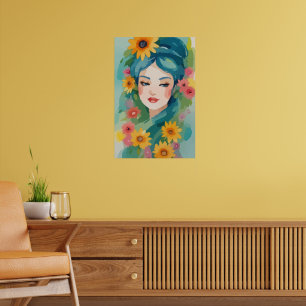 Blommigt Daydröm Porträtt Poster
