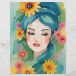 Blommigt Daydröm Porträtt-skrapbok Papper