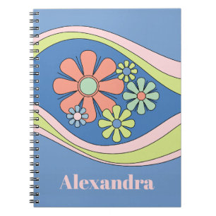 Blommigt Daydröm Retro Flower 60 s 70-talets Perso Anteckningsbok