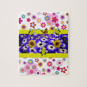 Blommigt Decorative Jigszawa Puzzle Pussel