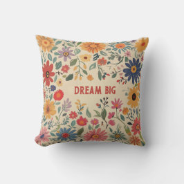 Blommigt Dekorativ kudde - Dream Big Quote Pillow