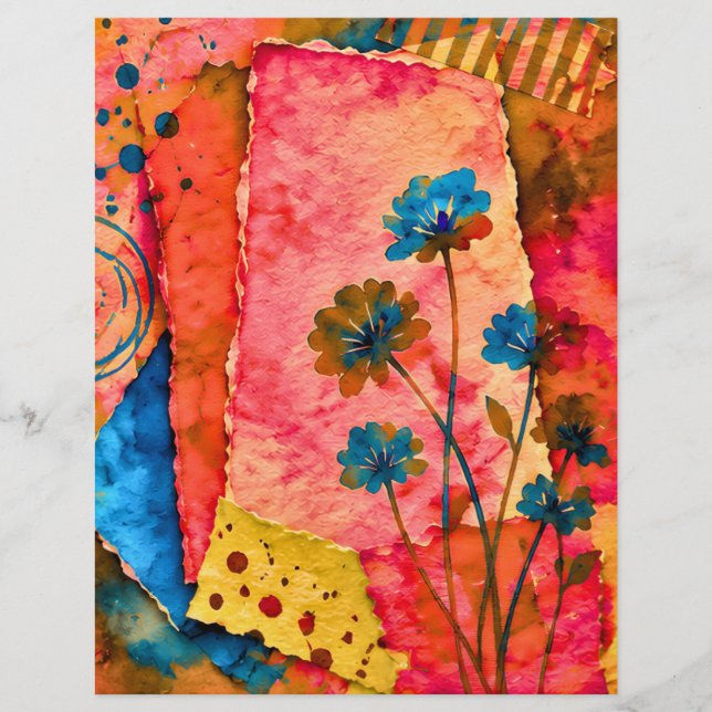 blommigt dekorativt papper 8,5x11", multifunktione (Framsida)