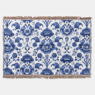 Blommigt Delft Blue Filt