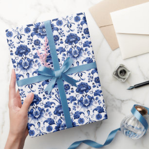 Blommigt Delft Blue II Presentpapper