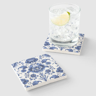Blommigt Delft Blue Stenunderlägg