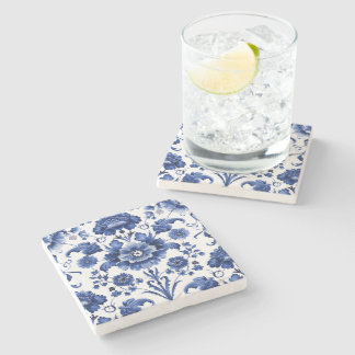 Blommigt Delft Blue Stenunderlägg