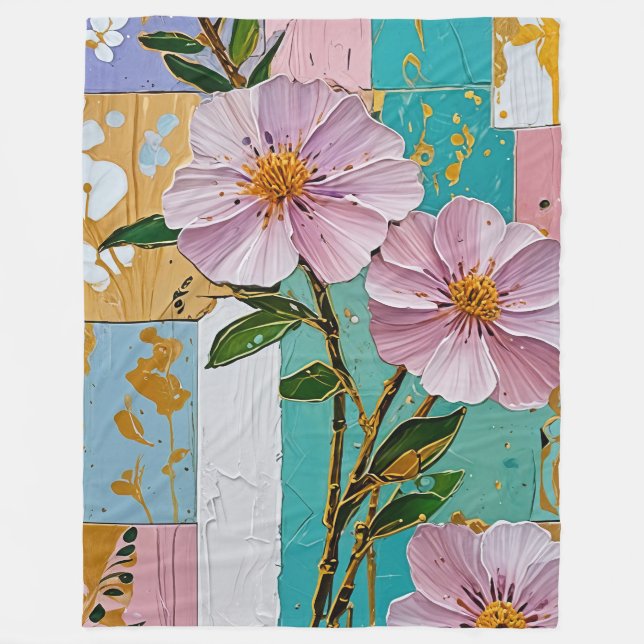 Blommigt Delight bärbar dator Fleecefilt (Framsidan)