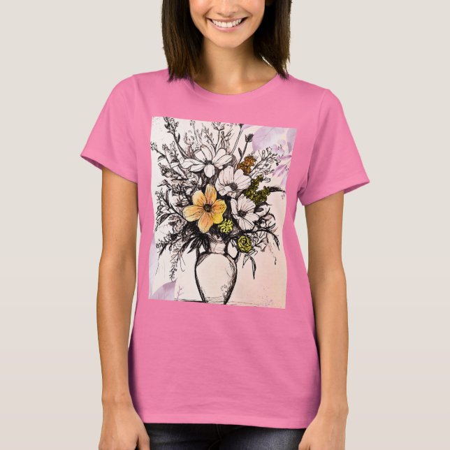 "Blommigt Delight Bouquet T-Shirt" T Shirt (Framsida)
