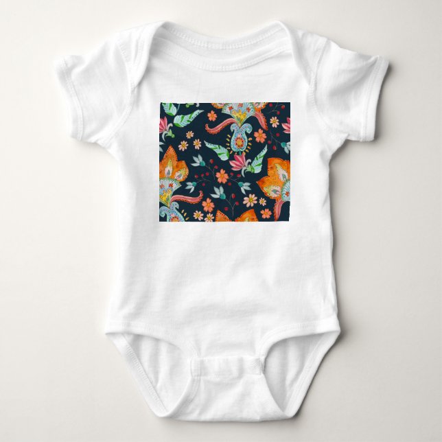 Blommigt Delight: Vattenfärgsblomma Struktur T Shirt (Framsida)
