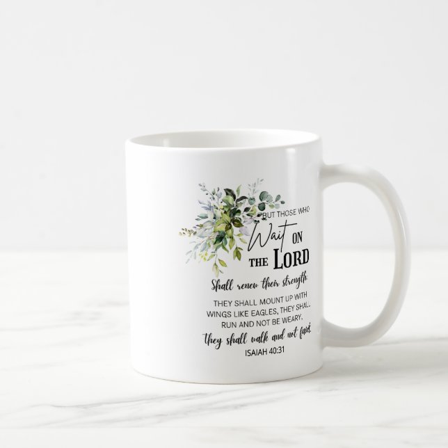 Blommigt dem som väntar på Lord Bible Verse Chri Kaffemugg (Höger)