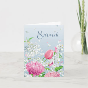 Blommigt den 8 mars Internationell kvinnodagen Kort