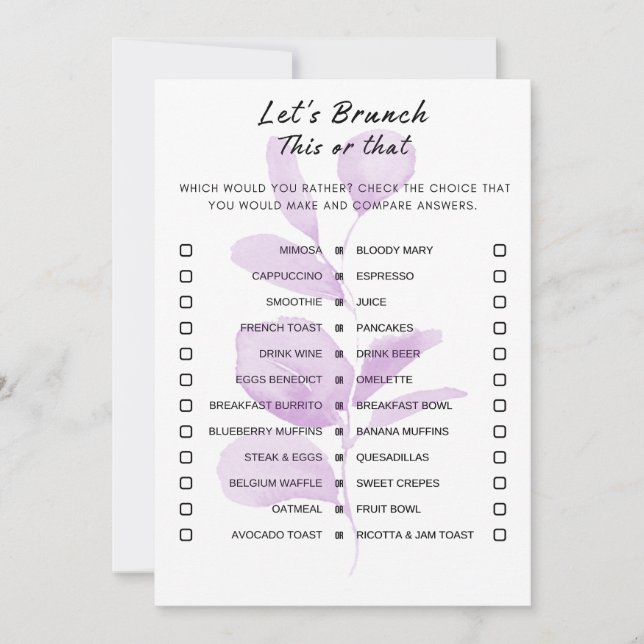 Blommigt den här eller den där Brunch Party-matche Inbjudningar (Framsida)