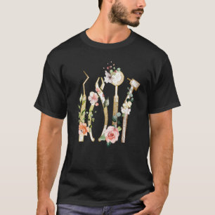 Blommigt Dentala Verktyg Tandvård Tetan Doktor T Shirt