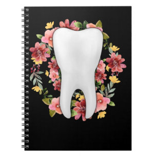 Blommigt Dentist Tooth Flowers Dental Assistant Anteckningsbok