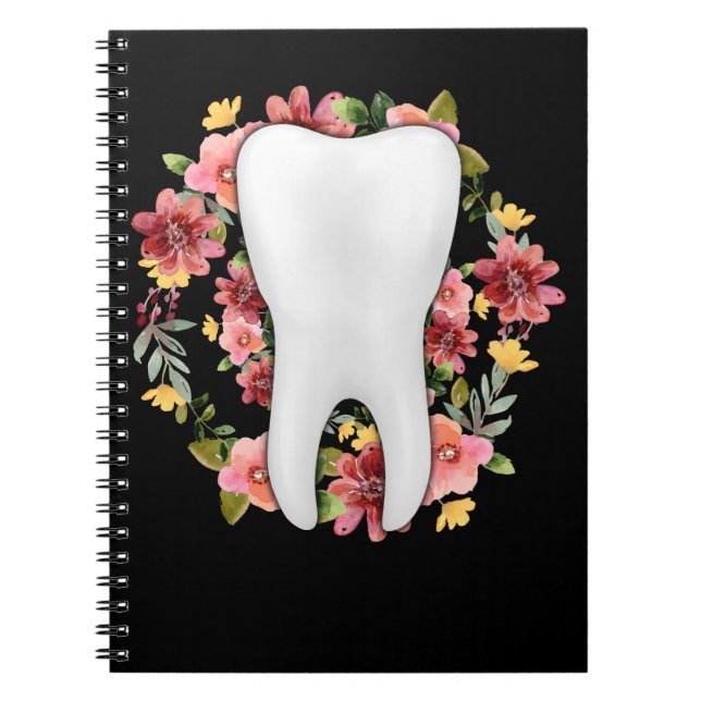 Blommigt Dentist Tooth Flowers Dental Assistant Anteckningsbok (Framsidan)