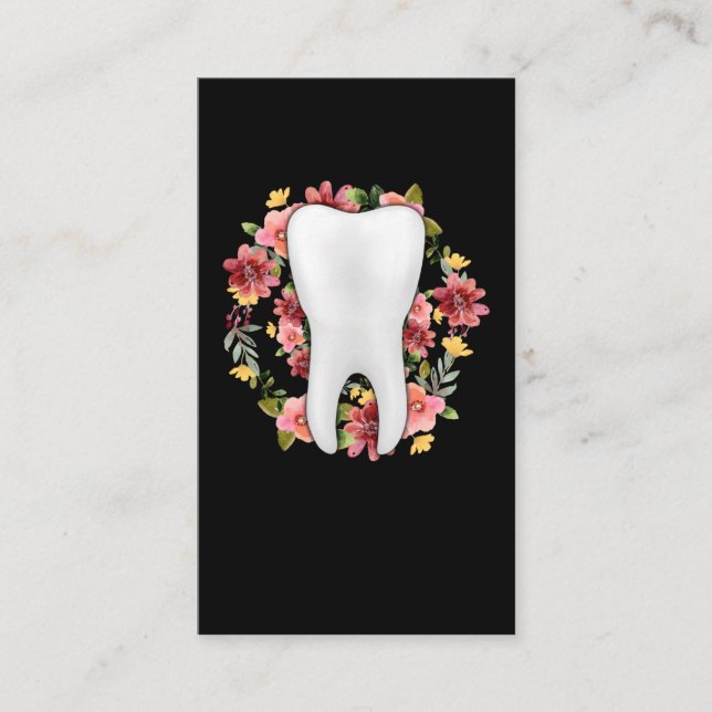 Blommigt Dentist Tooth Flowers Dental Assistant Visitkort (Framsida)