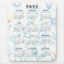 Blommigt Design 2025 Calendar Mousepad