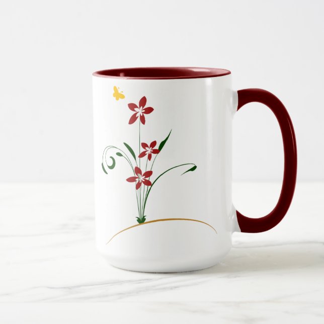 Blommigt Design Coffee Mugg (Höger)