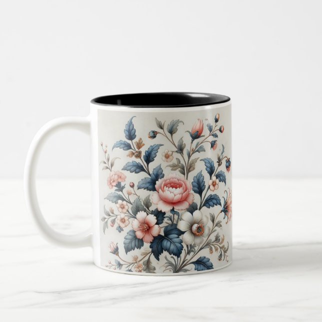 Blommigt Design Elegant Coffee Mugg (Vänster)