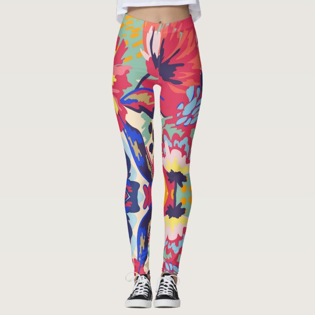 Blommigt Design Leggings (Framsida)