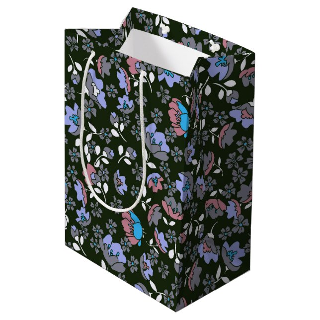 Blommigt design på svart (Baksidan Vinklad)