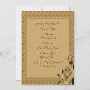 Blommigt Design Party i guld vid Ron Ram Inbjudningar
