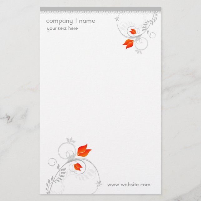 Blommigt Design Stationery Brevpapper (Framsida)