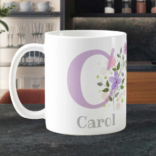 Blommigt Designade kaffe Mugg med Namn och initial