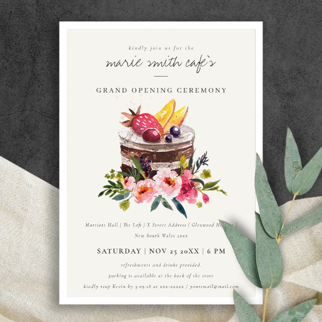 Blommigt Dessert Pastries Store Storöppning Inbjud Tack Kort (Skapare uppladdad)