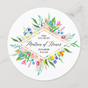 Blommigt Diamond Bridesmaid Matron of Honor Inbjudningar