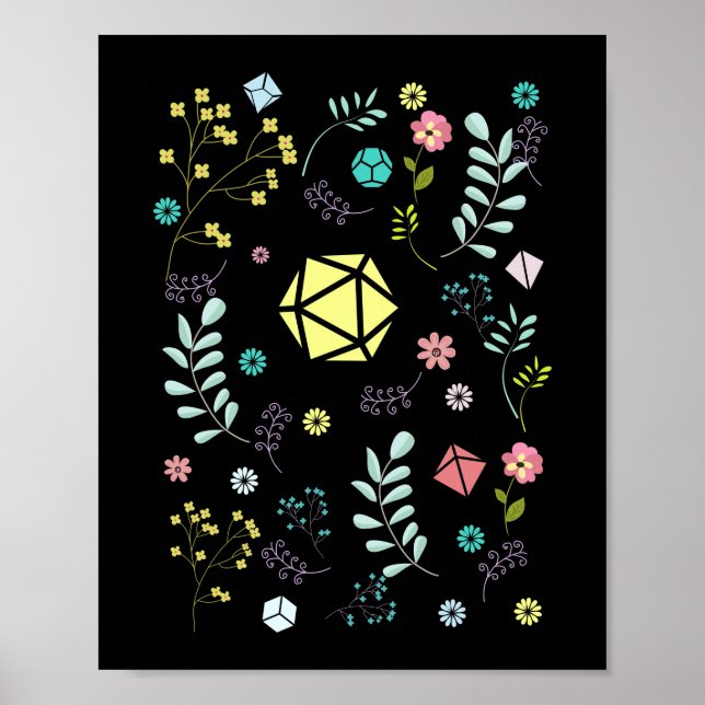 Blommigt Dice Set Flowers and Plants Tabletop RPG Poster (Framsidan)