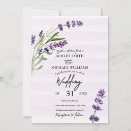 Blommigt Digital Lavender Romantic Bröllop Inbjudningar