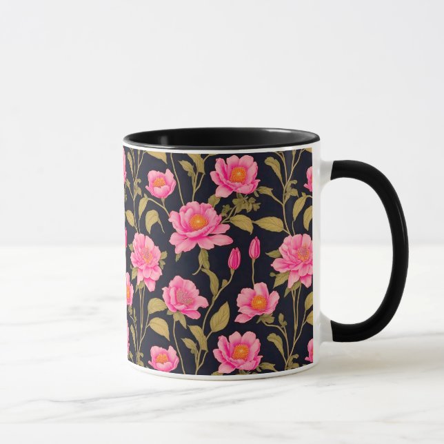 Blommigt digital mönster-design 24 - Kaffe Mugg (Höger)