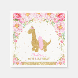 Blommigt Dinosaur Birthday Rosa Tutu Brachiosaurus Pappersservett