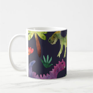 Blommigt Dinosaurs: Watercolor Fabric Design Kaffemugg