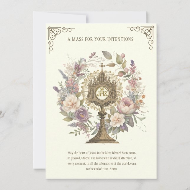 Blommigt Divine Praises Eucharist Kort (Framsida)