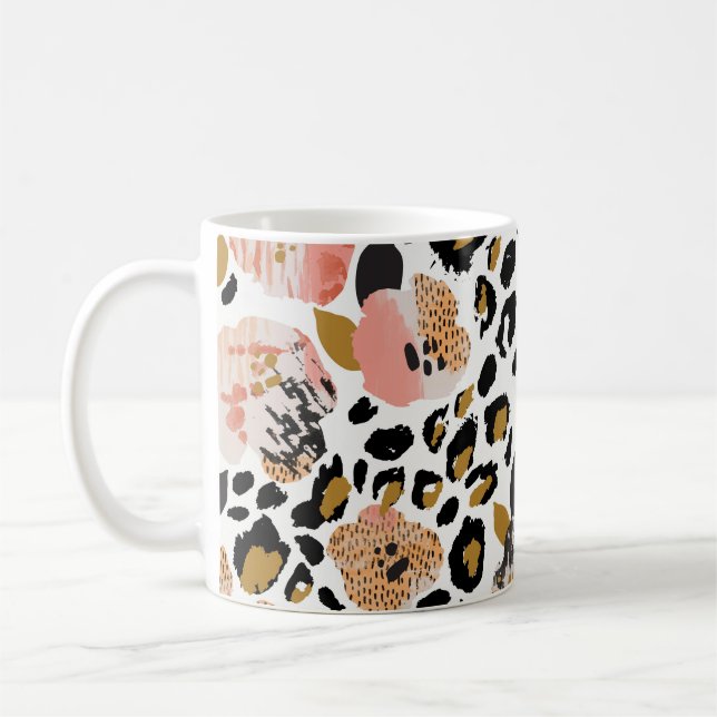 Blommigt, djurtryck, sömlös mönster. kaffemugg (Vänster)