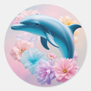 BLOMMIGT DOLPHIN RUNT KLISTERMÄRKE