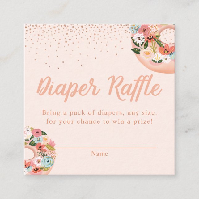 Blommigt Donuts Baby Shower Diaper Raffle-hölje Tilläggskort (Framsida)