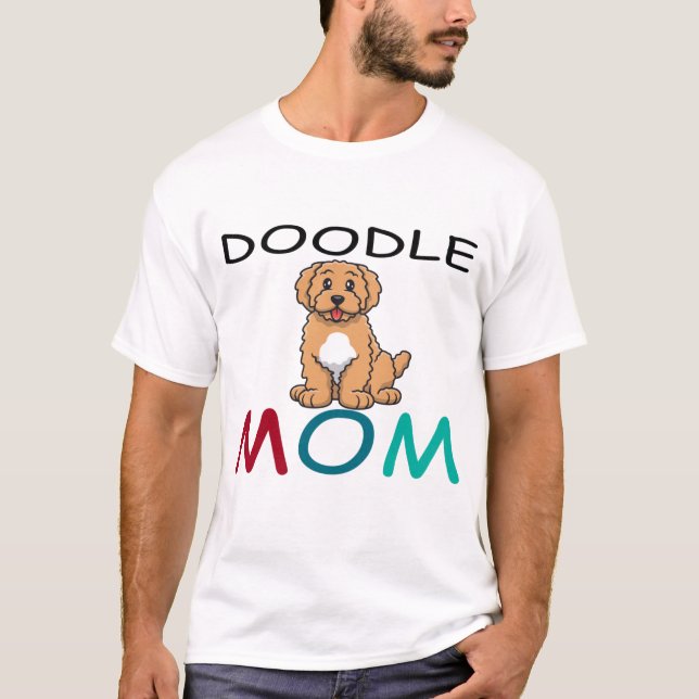 Blommigt Doodle Mamma - Golden Doodle Goldendoodle T Shirt (Framsida)