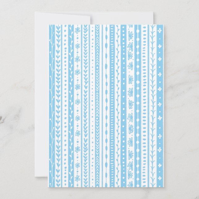 Blommigt doodle rand i baby blue och vitt (Framsida)